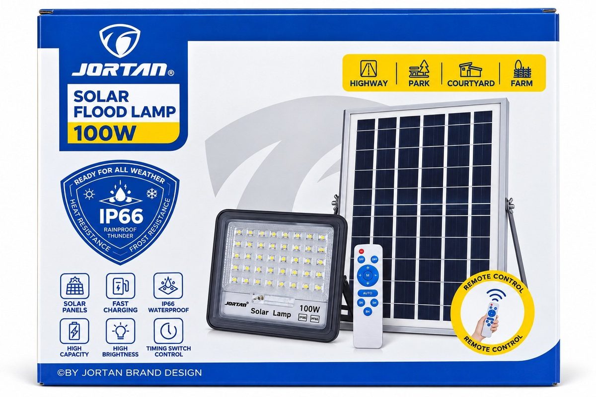 JORTAN 100W Solar Flood Light