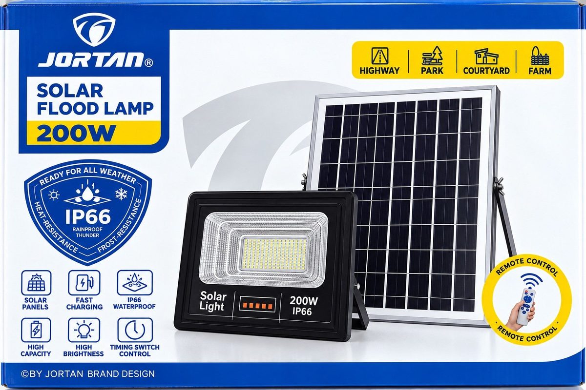 JORTAN 200W Solar Flood Light