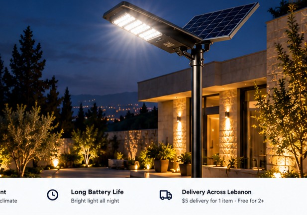 Solar lighting in a landscaped property